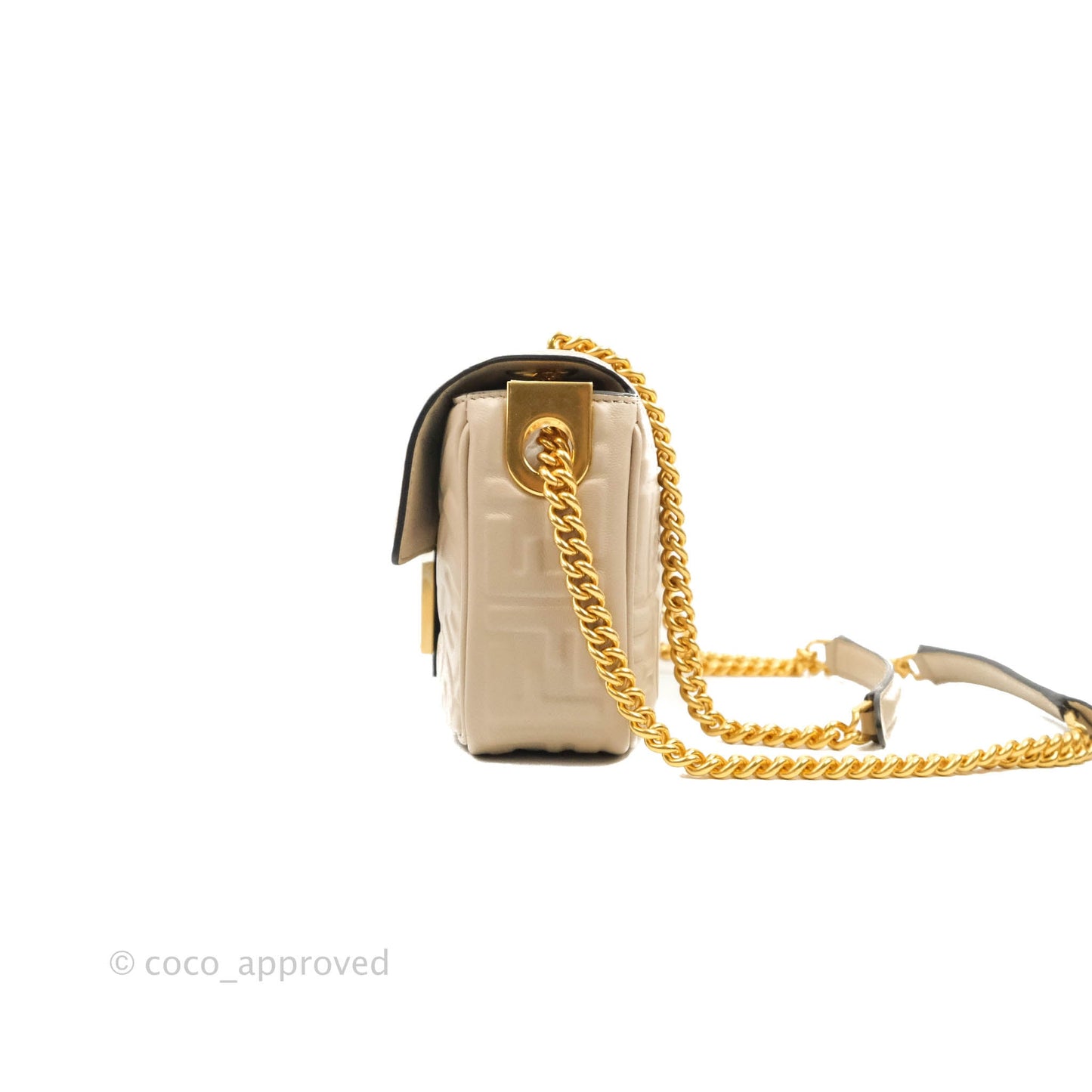 Fendi Baguette Chain Midi Light Grey Lambskin Bag