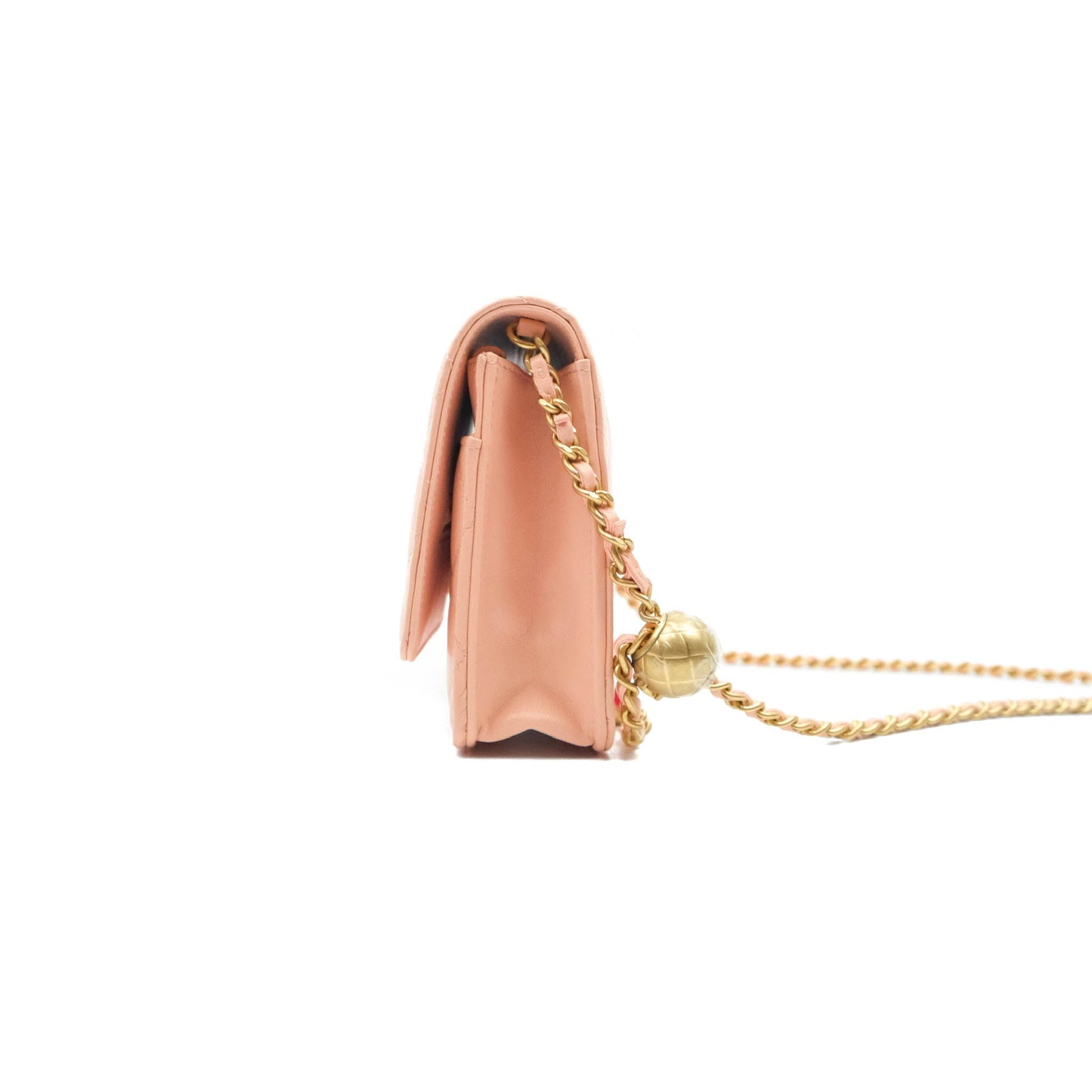 Chanel Quilted Pearl Crush Wallet on Chain WOC Light Pink Lambskin Aged Gold Hardware