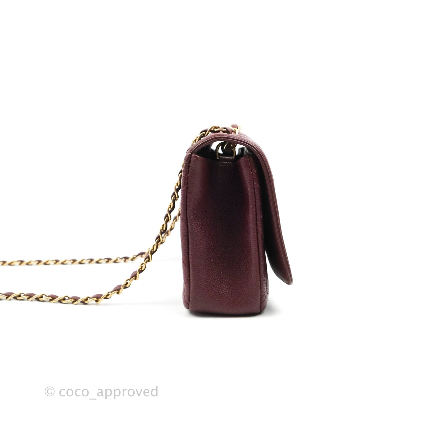 Chanel Quilted Medium CC Filigree Flap Burgundy Black Caviar