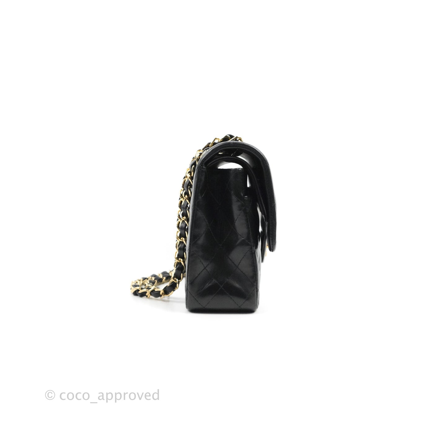 Chanel Classic M/L Medium Double Flap Black Lambskin Gold Hardware