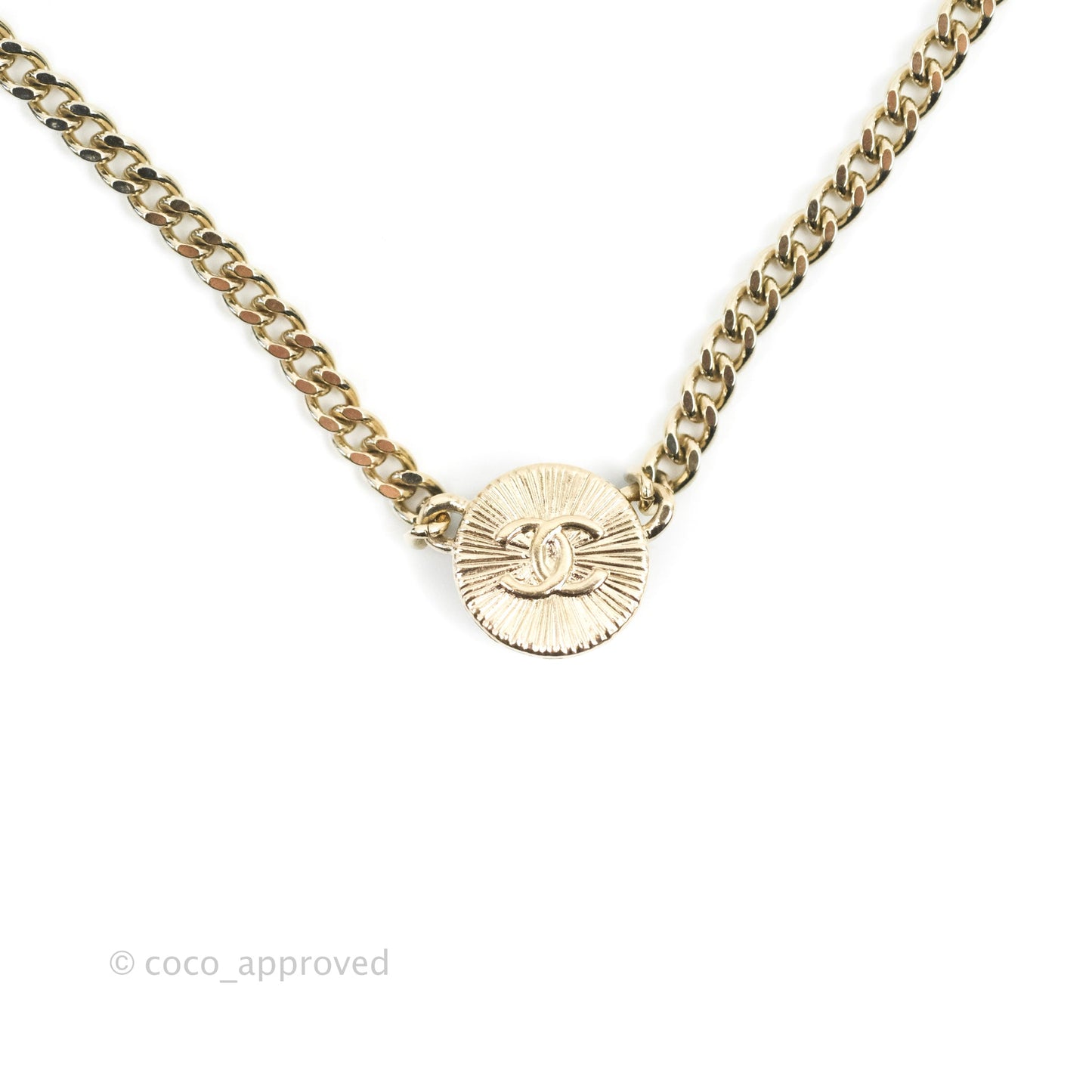 Chanel CC Round Crystal Choker Gold Tone 22C