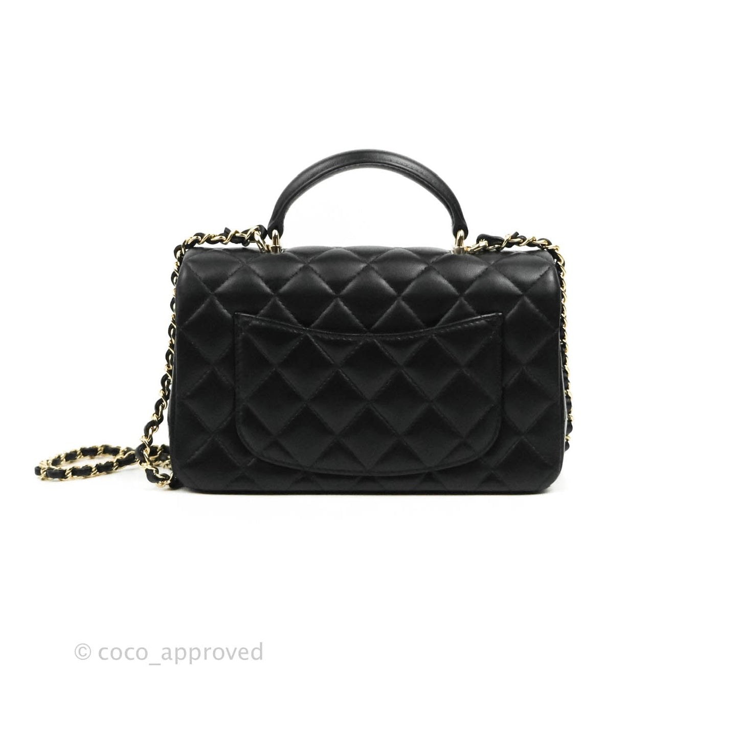 Chanel Top Handle Mini Rectangular Flap Bag Black Lambskin Gold Hardware