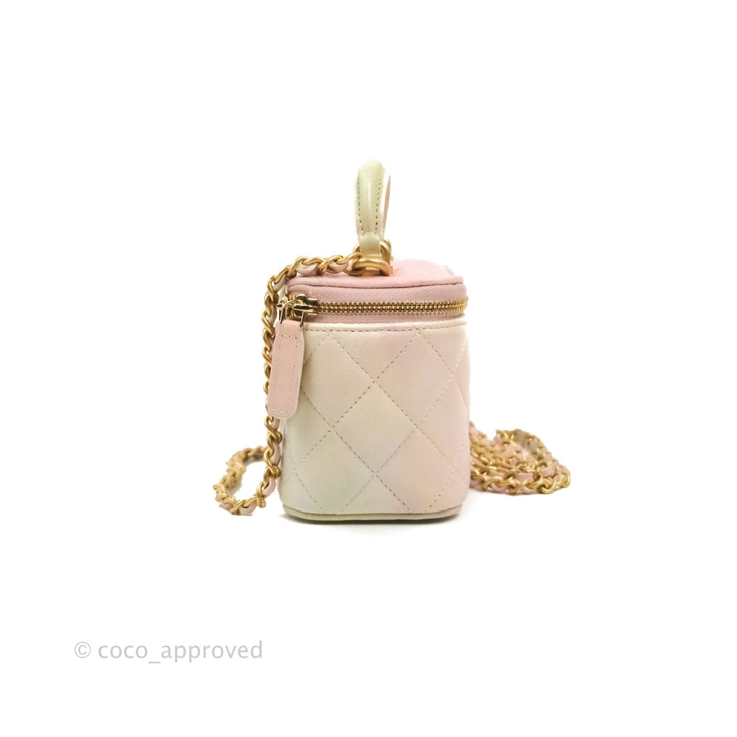 Chanel Mini Top Handle Vanity With Chain Rainbow Lambskin Aged Gold Hardware