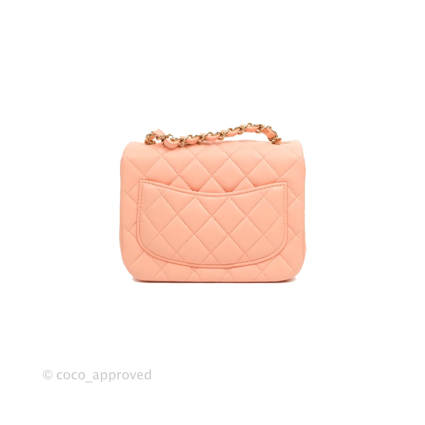 Chanel Quilted Mini Square Beige Pink Lambskin Gold Hardware
