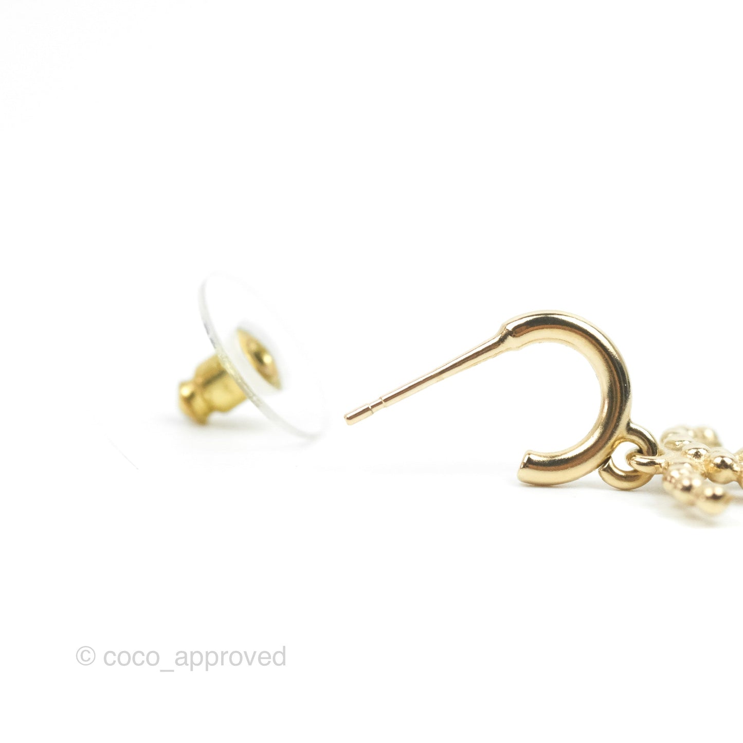 Chanel CC Drop Hoop Earrings Gold Tone 22C