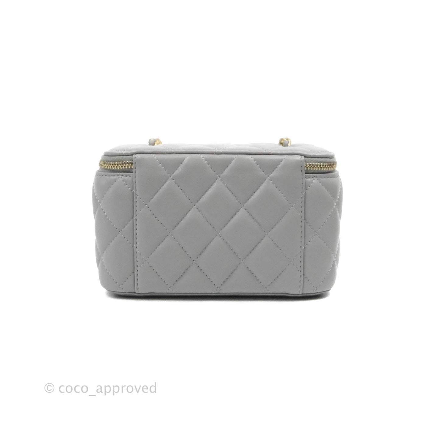 Chanel Vanity with Pearl Crush Chain Grey Lambskin Aged Gold Hardware