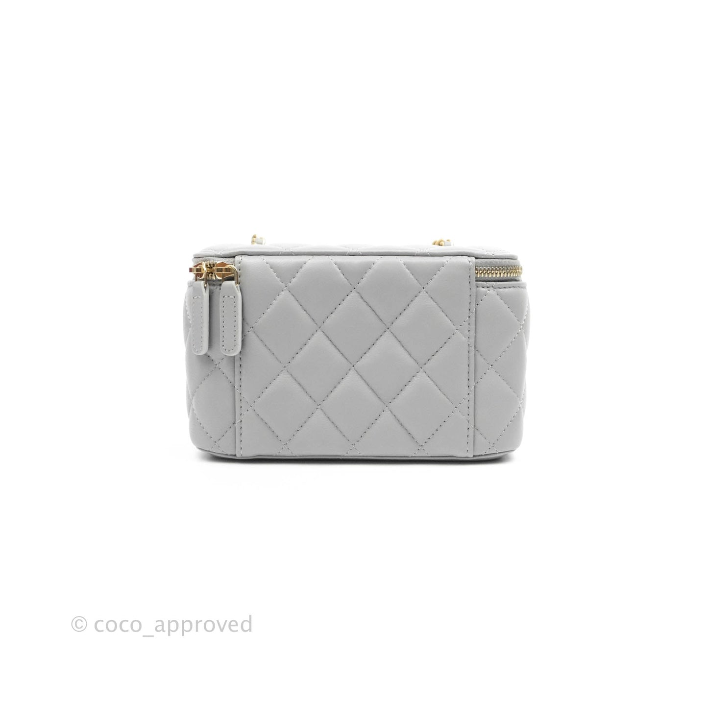 Chanel Vanity with Pearl Crush Chain Grey Lambskin Aged Gold Hardware