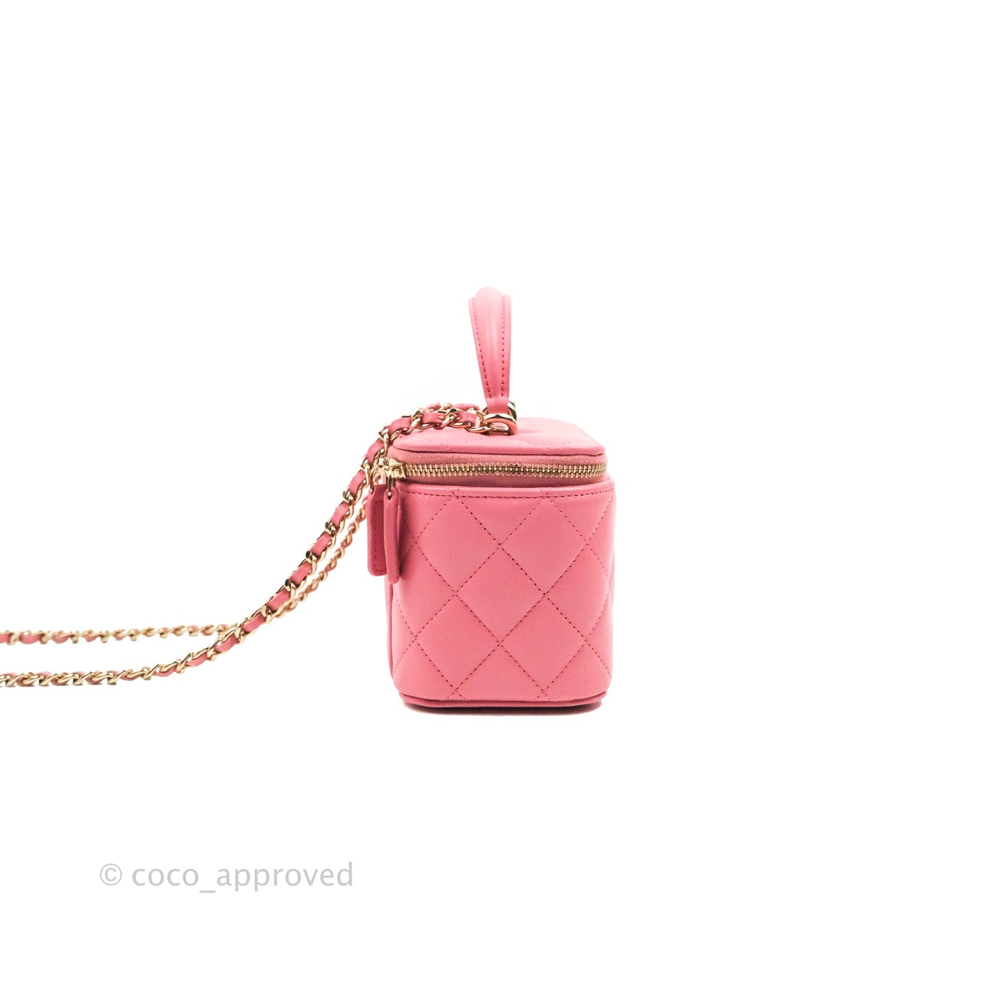 Chanel Vanity Rectangular Top Handle Pink Lambskin Gold Hardware