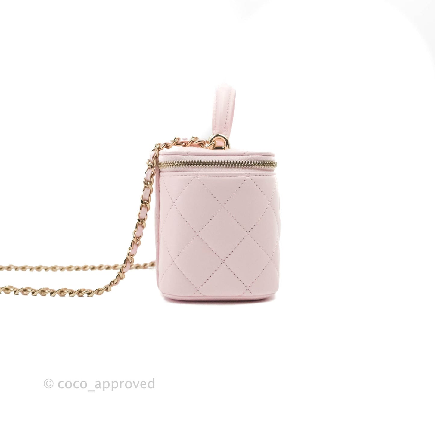 Chanel Top Handle Vanity with Chain Light Pink Lambskin Gold Hardware