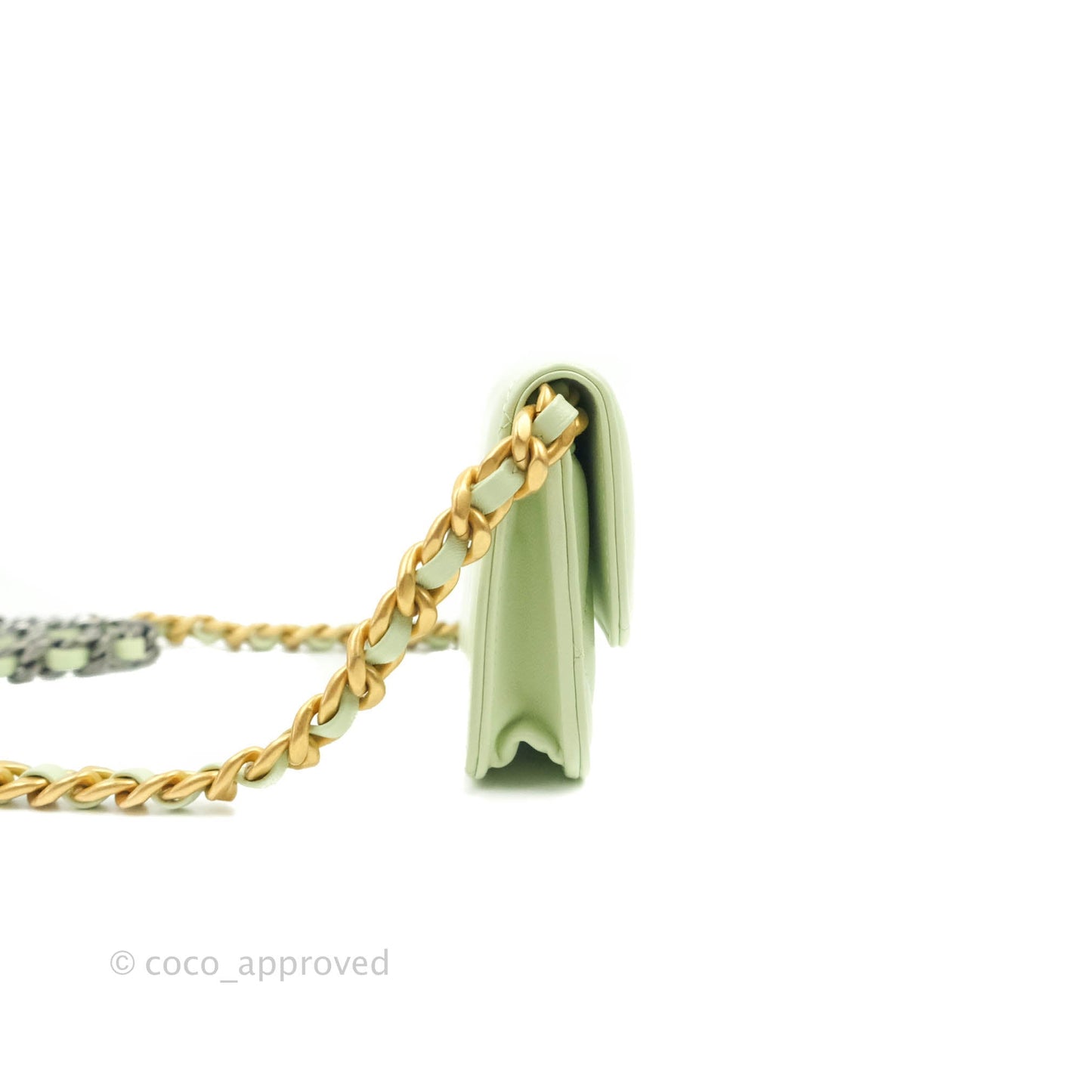 Chanel 19 Mini Clutch with Chain Light Green Lambskin Mixed Hardware 22C
