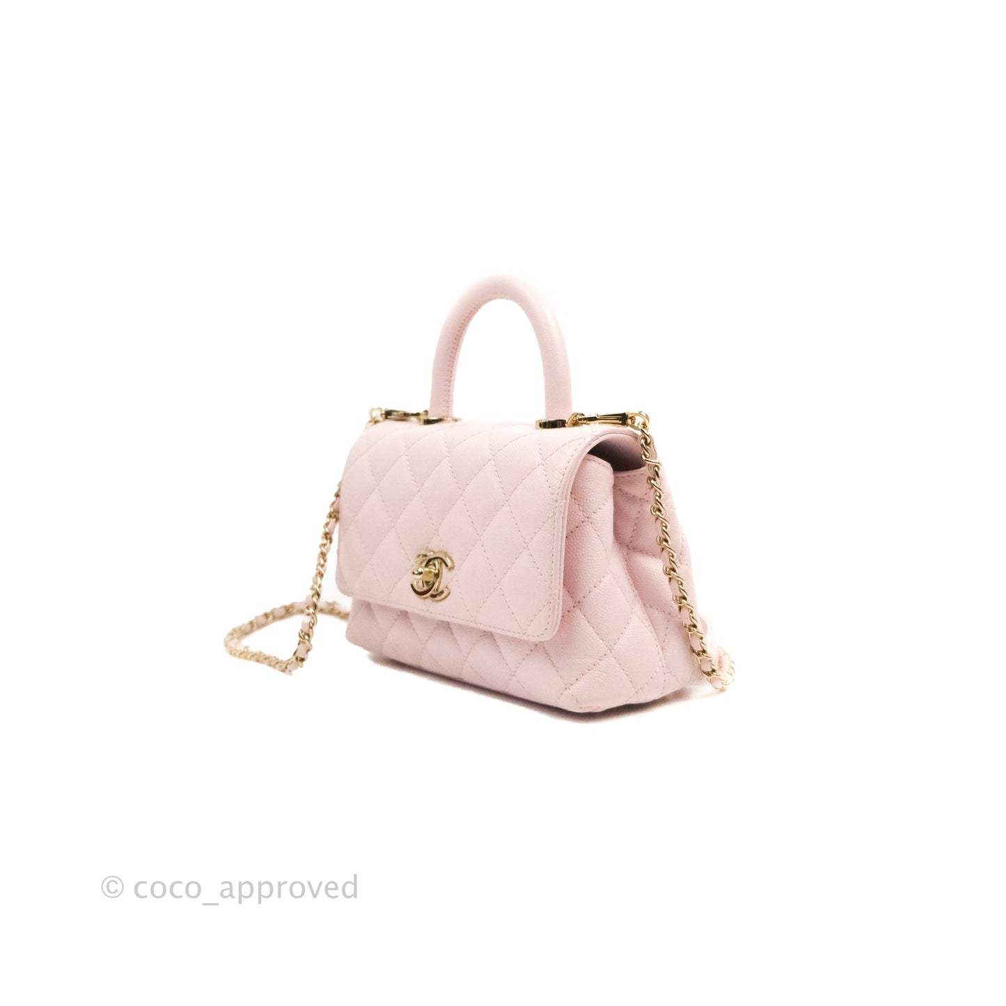 Chanel Mini Coco Handle Quilted Light Pink Caviar Gold Hardware