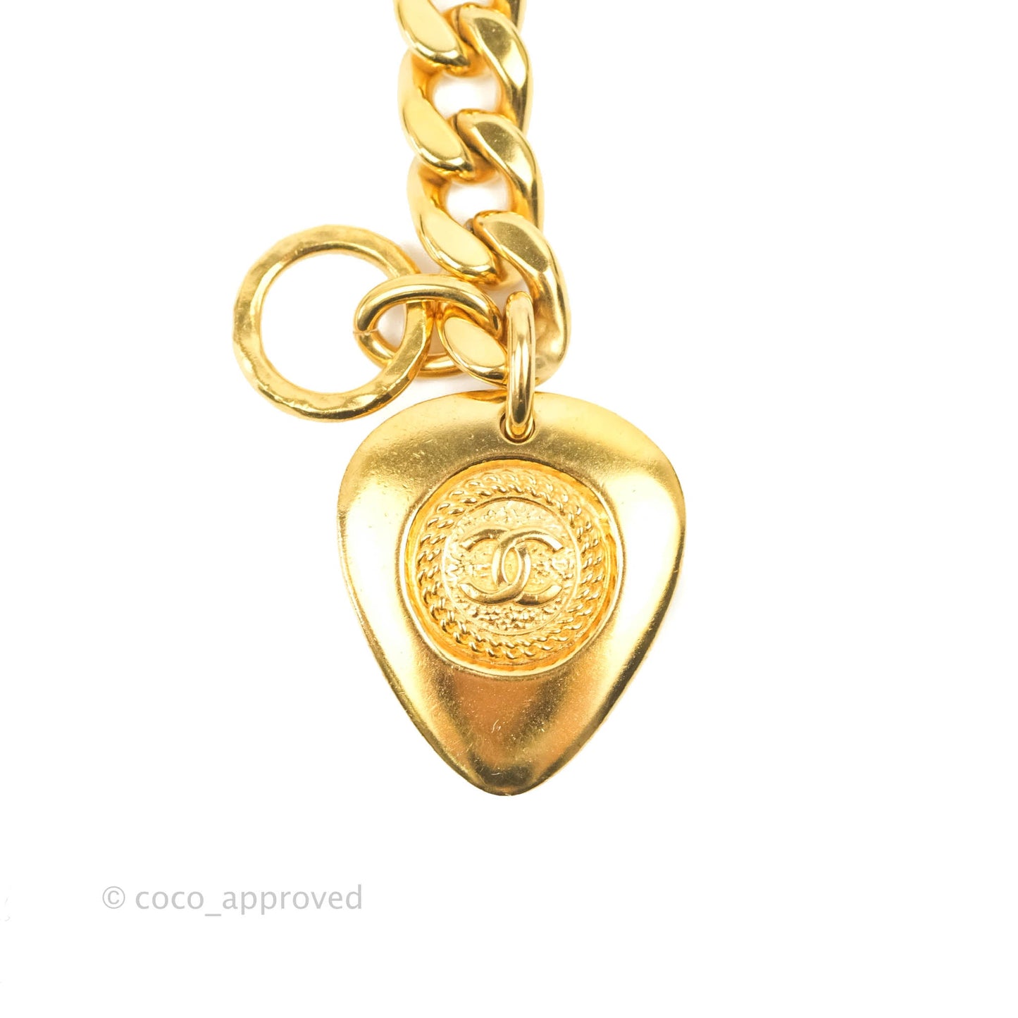 Chanel CC Gold Plate Pendant Bracelet Gold Tone 20P