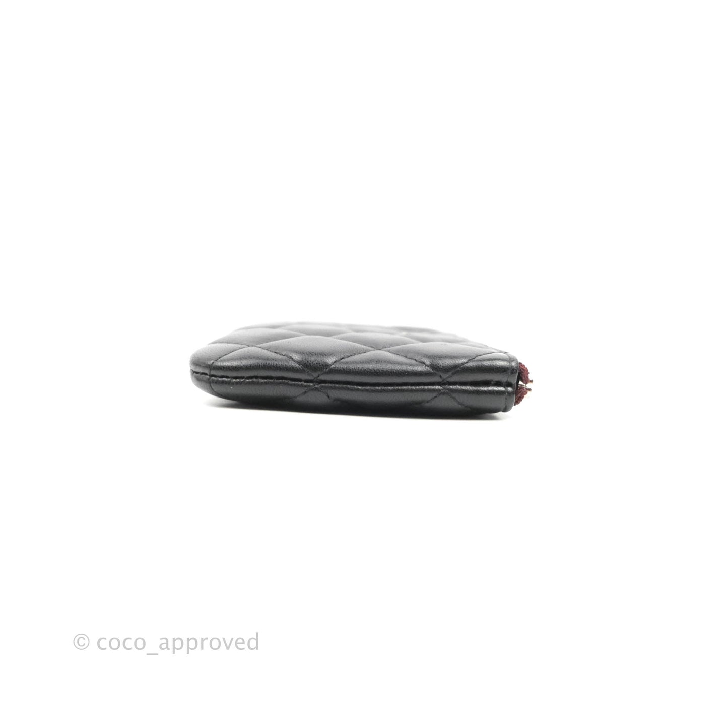 Chanel Quilted Mini O Case Black Lambskin Silver Hardware