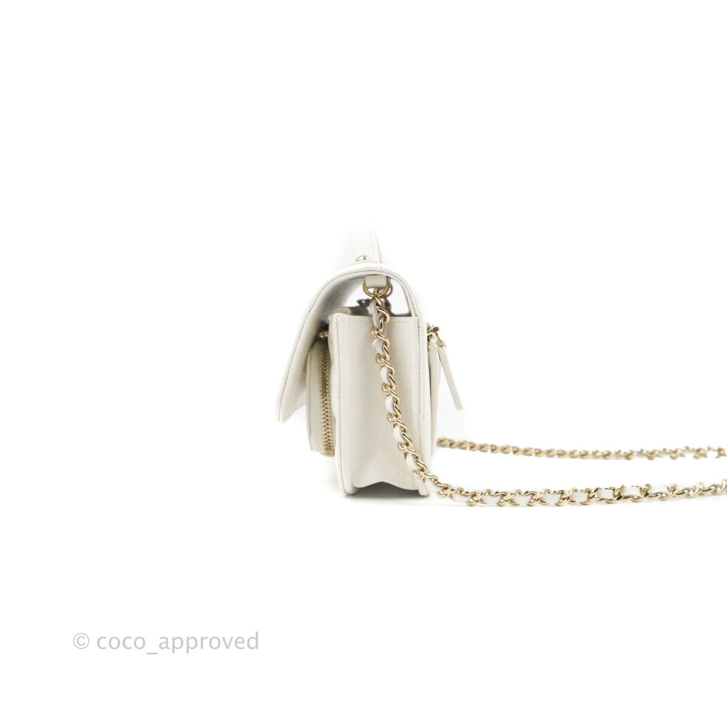 Chanel Business Affinity Clutch With Chain White Caviar Gold Hardware