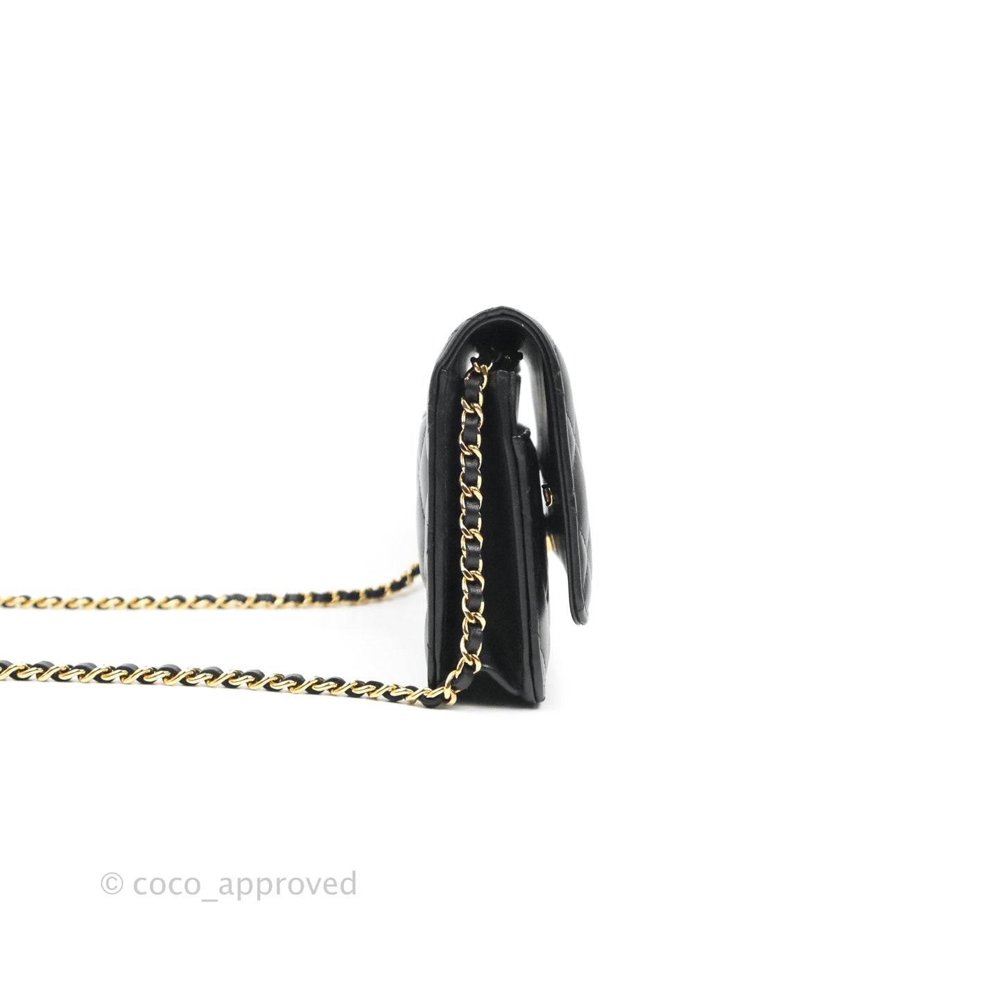 Chanel Quilted Classic Wallet on Chain WOC Black Lambskin Gold Hardware