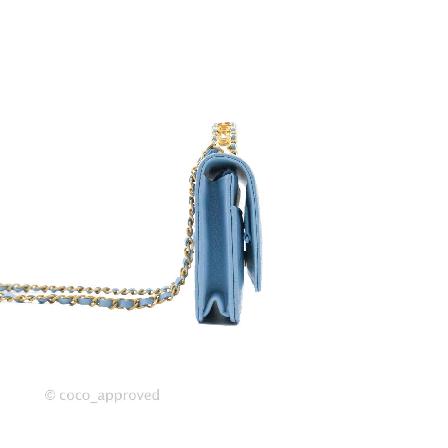 Chanel Top Handle Pick Me Up Wallet On Chain WOC Blue Caviar Gold Hardware 22S