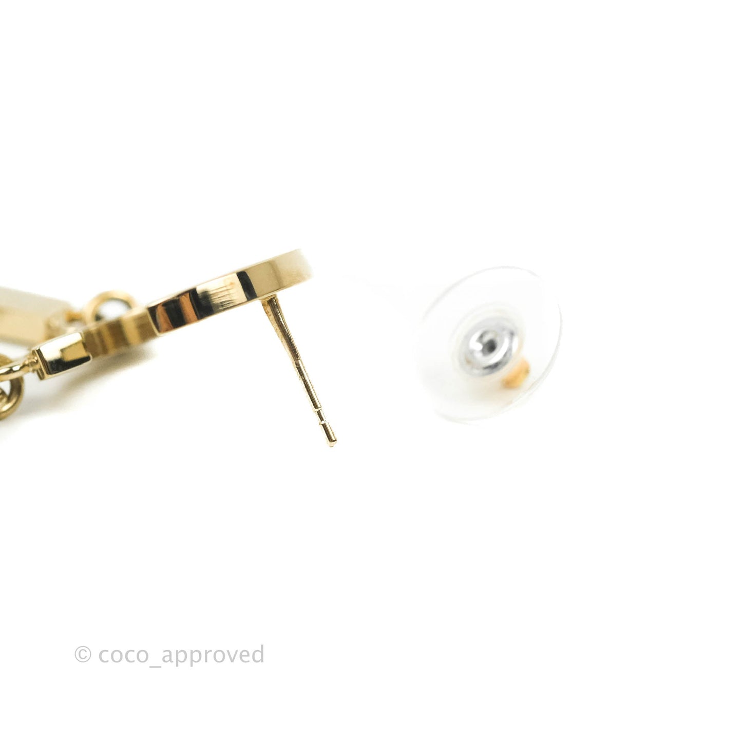 Chanel Letter Cha-Nel Logo Drop Earrings Gold Tone 19S