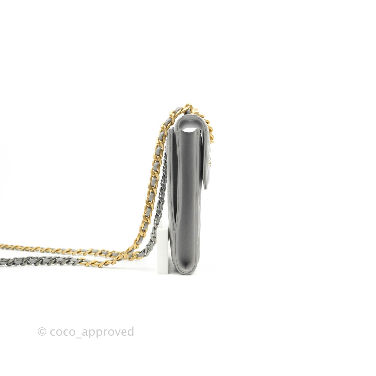 Chanel 19 Phone Holder Grey Mixed Hardware