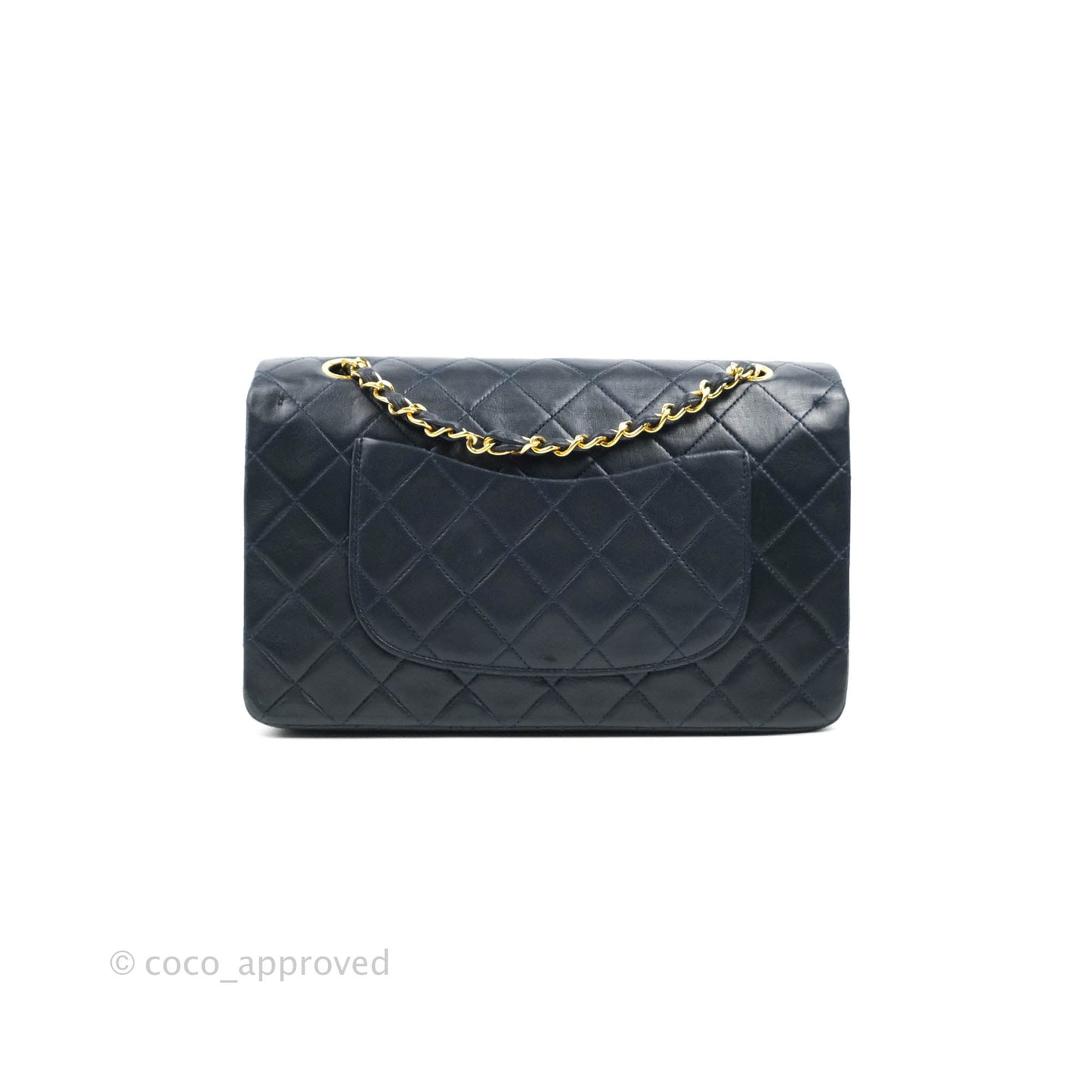 Chanel Classic Vintage Medium M/L Flap Navy Lambskin 24K Gold Hardware