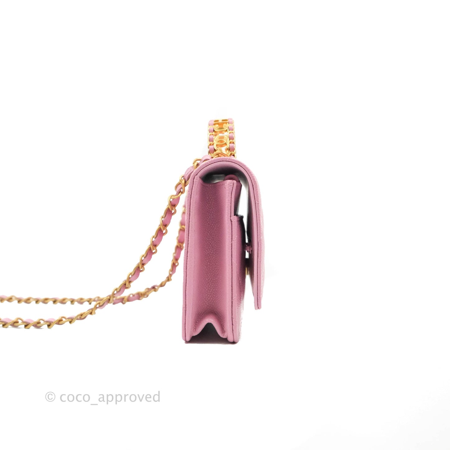 Chanel Top Handle Wallet On Chain WOC Pink Caviar Gold Hardware 22S