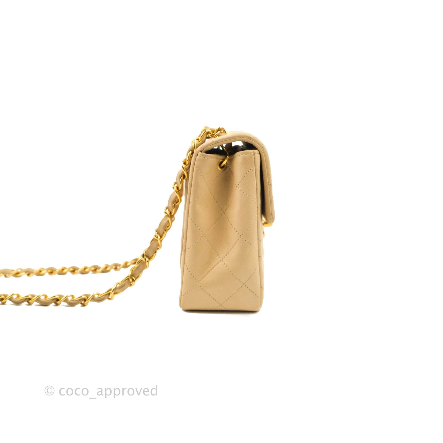 Chanel Vintage Mini Square Beige Lambskin 24K Gold Hardware