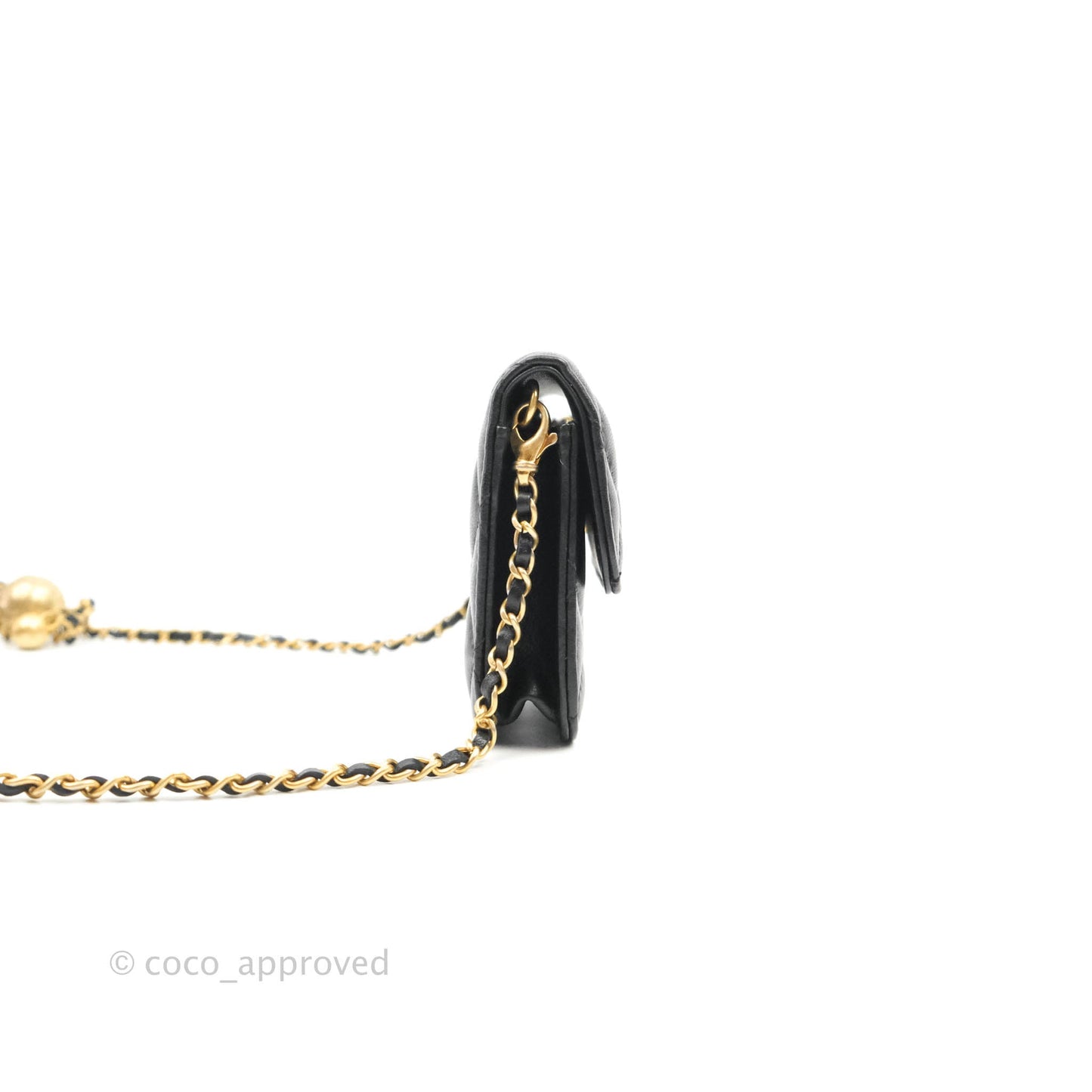 Chanel Mini Pearl Crush Clutch With Chain Belt Black Lambskin Aged Gold Hardware