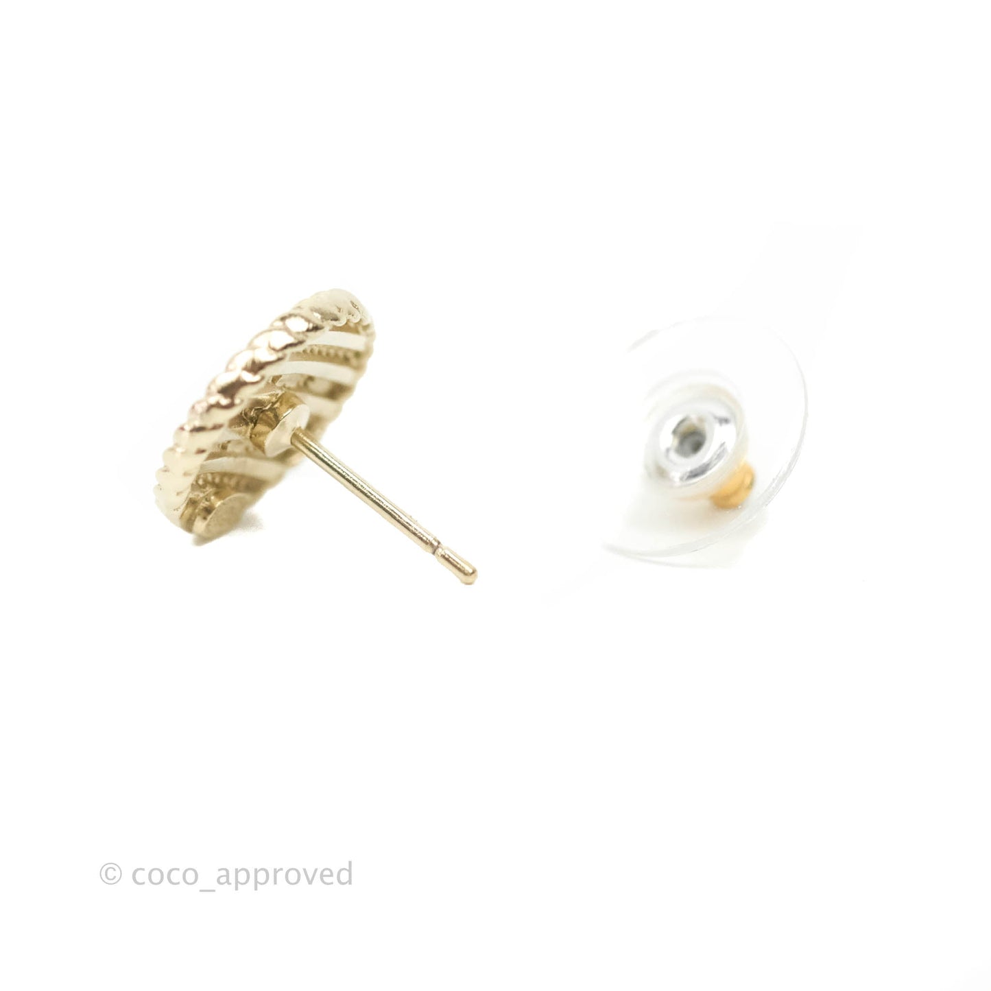Chanel CC Round Earrings Gold Tone 19C
