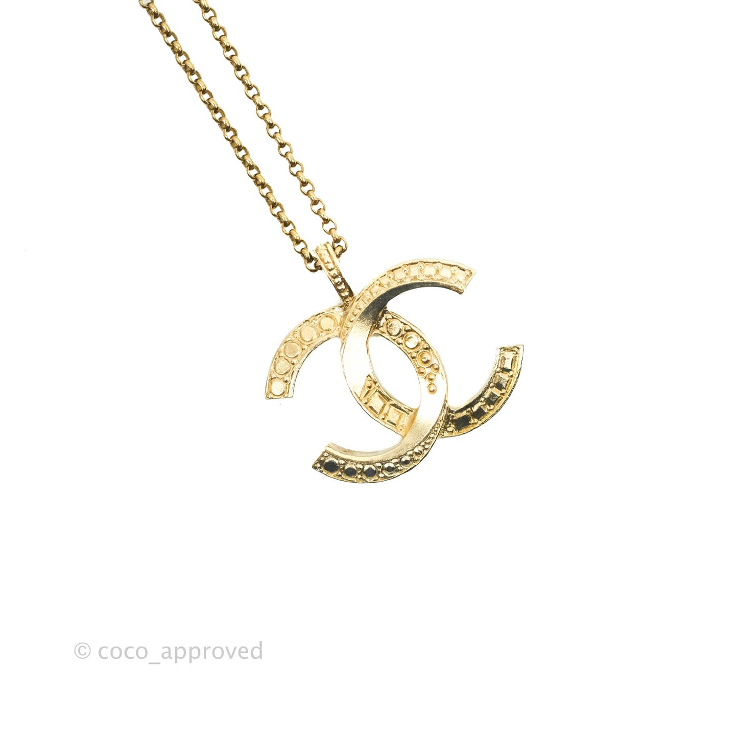 Chanel CC Crystal Necklace Gold Tone 19V