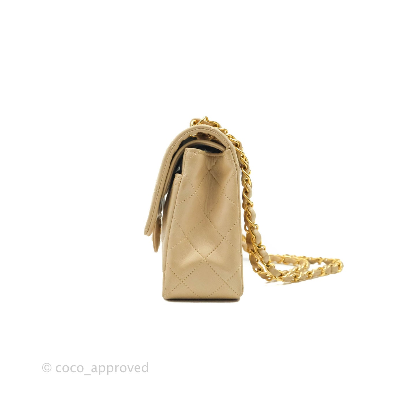 Chanel Classic Vintage Small Flap Beige Lambskin 24K Gold Hardware