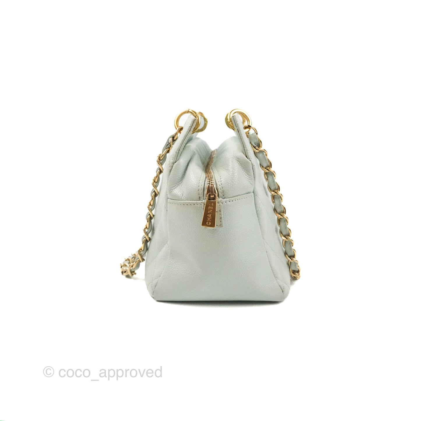 Chanel PTT Petite Timeless Shopping Tote Bag Light Tiffany Blue Caviar Gold Hardware