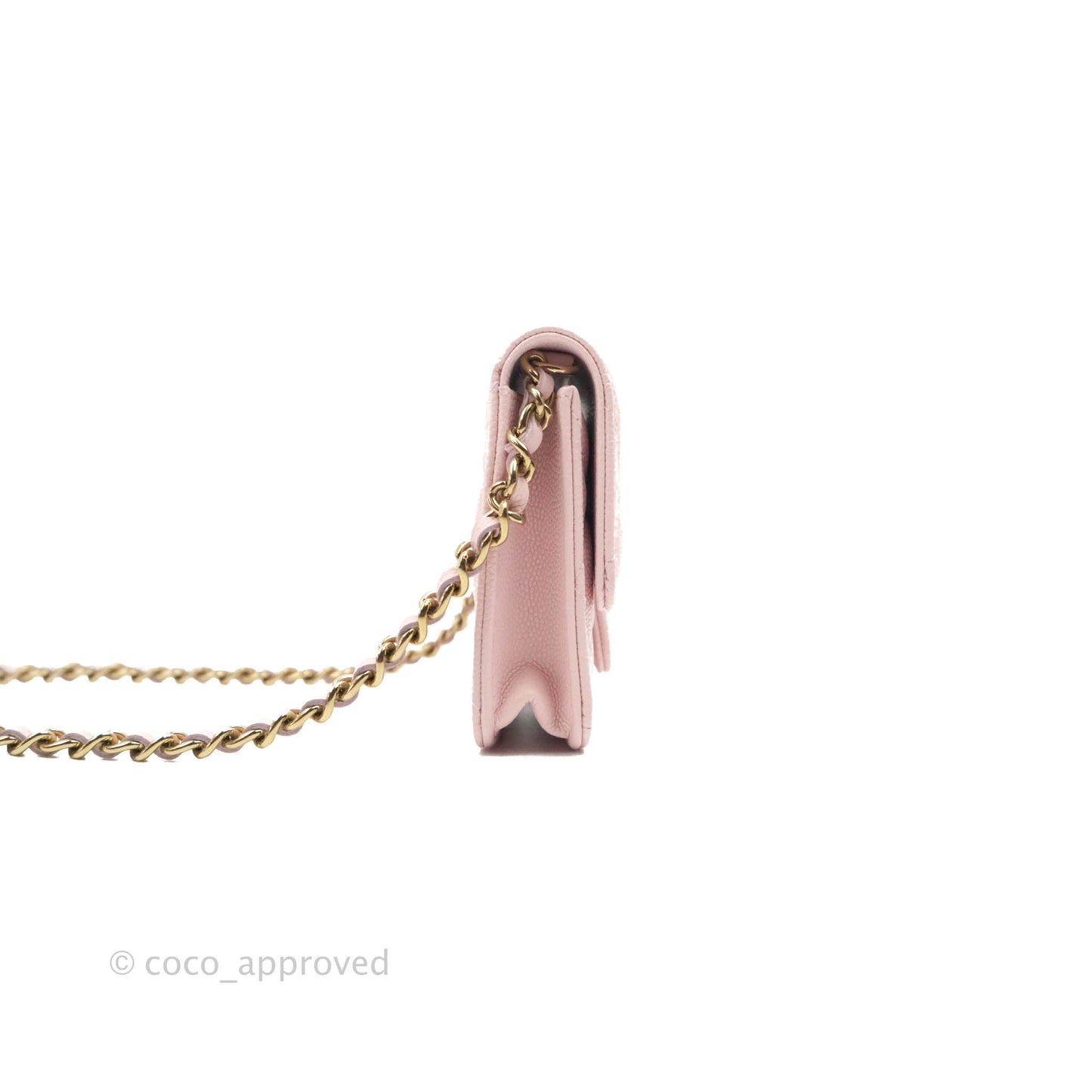 Chanel Mini Wallet With Chain Light Pink Caviar Gold Hardware