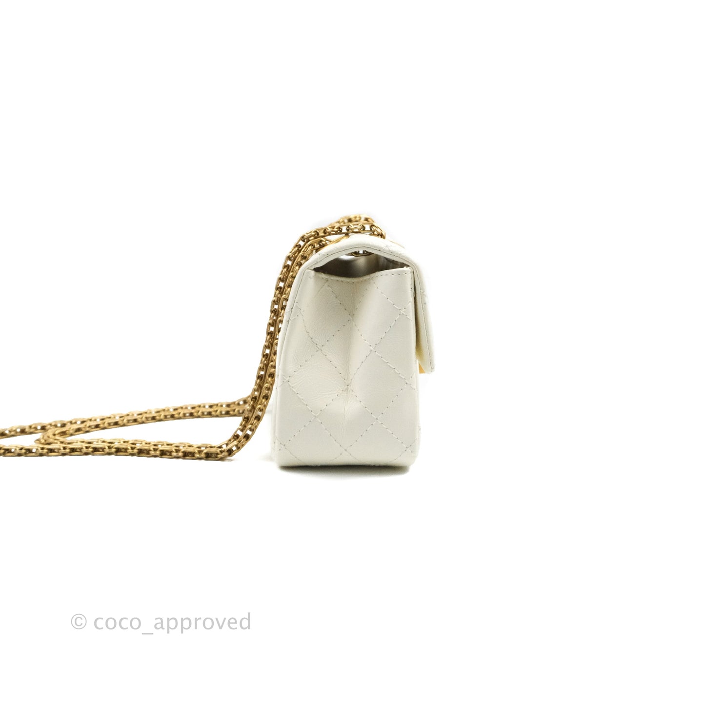 Chanel Mini Reissue 224 White Aged Calfskin Aged Gold Hardware