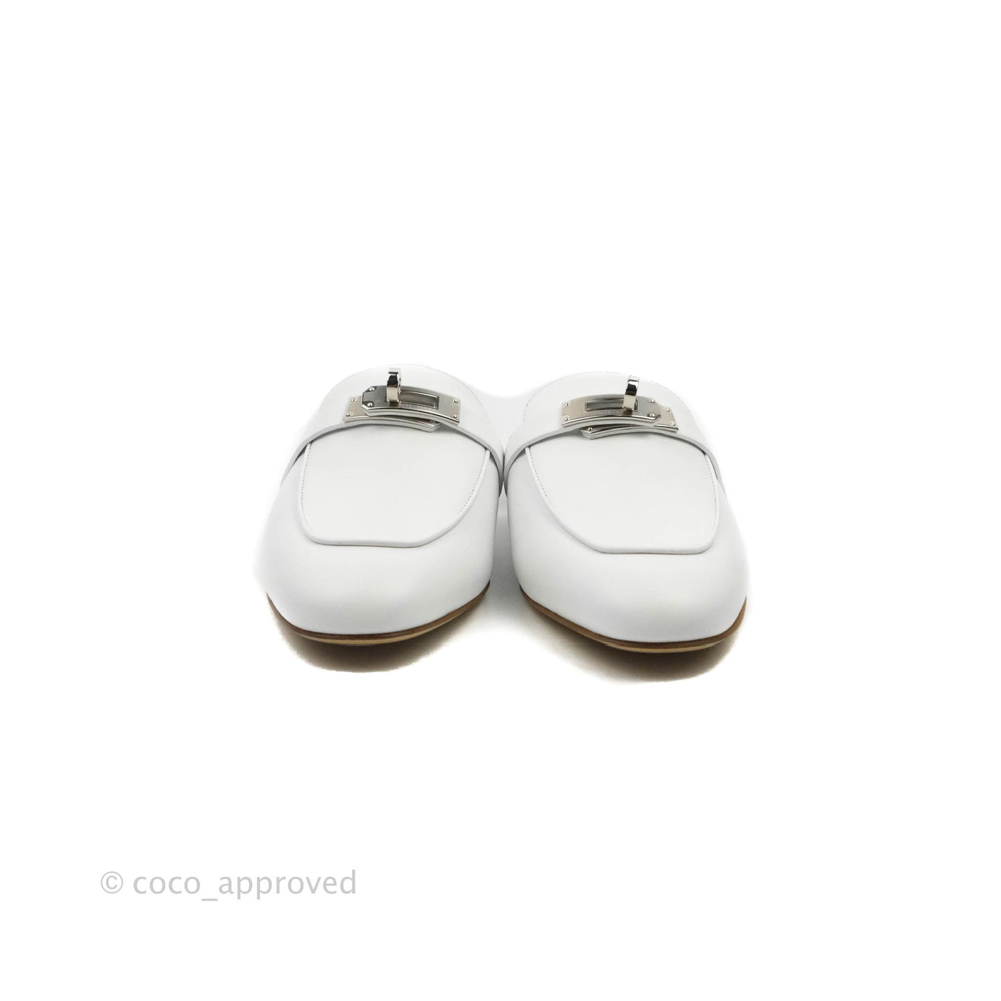 Hermès Oz Velvet Mules White Calfskin Palladium Hardware