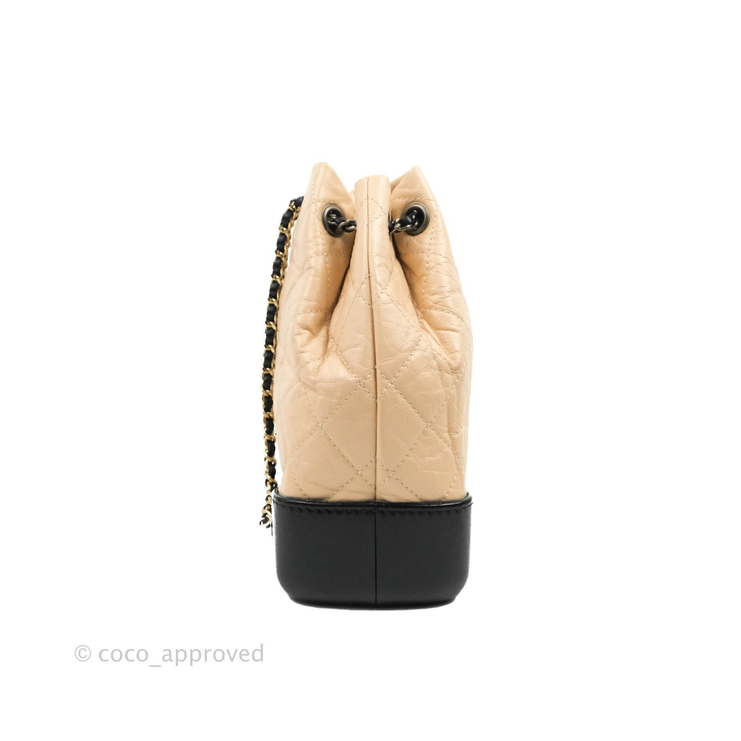 Chanel Small Gabrielle Backpack Beige Black Aged Calfskin