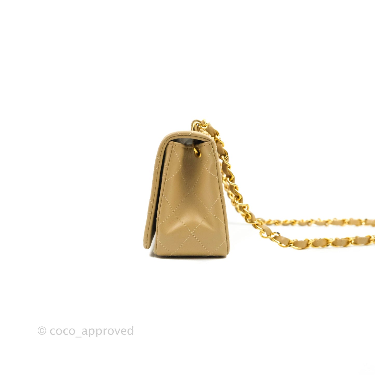 Chanel Vintage Small Single Full Flap Bag Beige Lambskin 24K Gold Hardware
