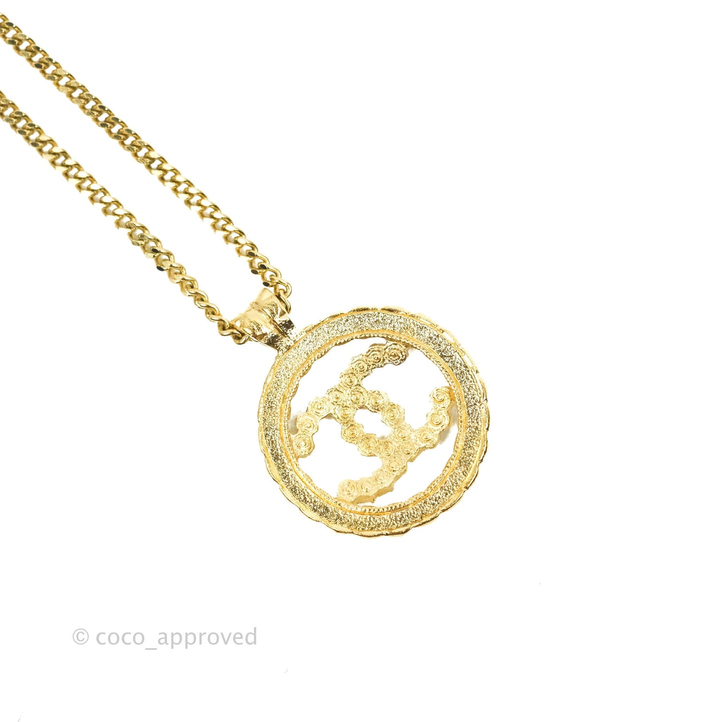 Chanel CC Pendant Necklace Gold Black White Crystal 20K