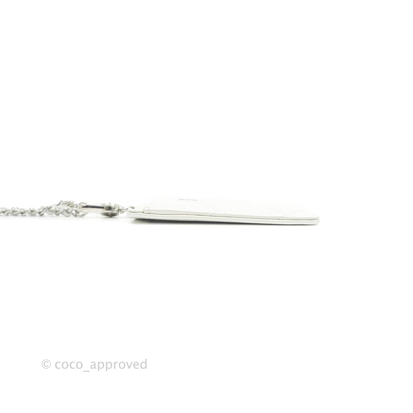 Chanel Classic Chain Card Holder Iridescent White Lambskin Silver Hardware