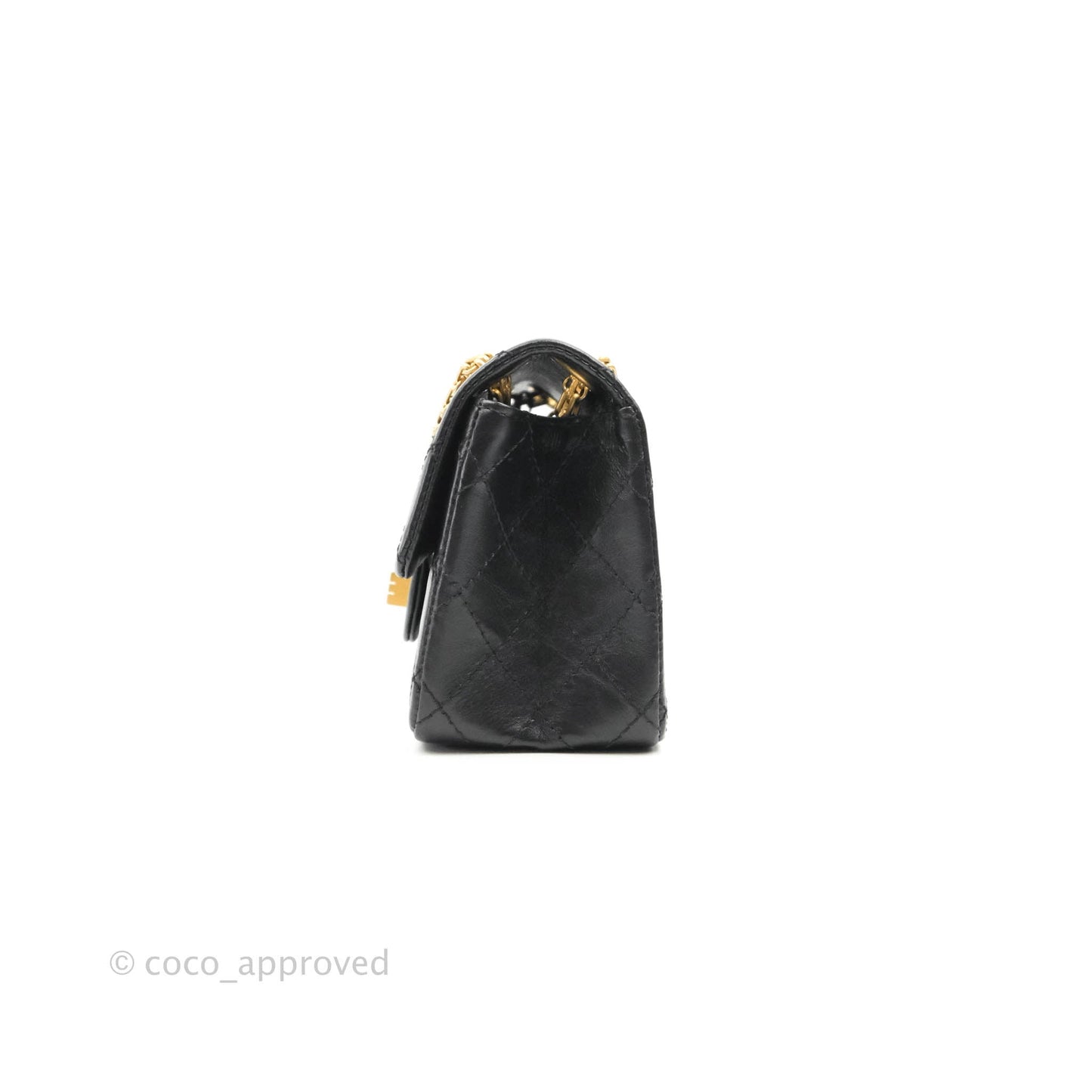 Chanel Mini Reissue 224 Black Aged Calfskin Aged Gold Hardware