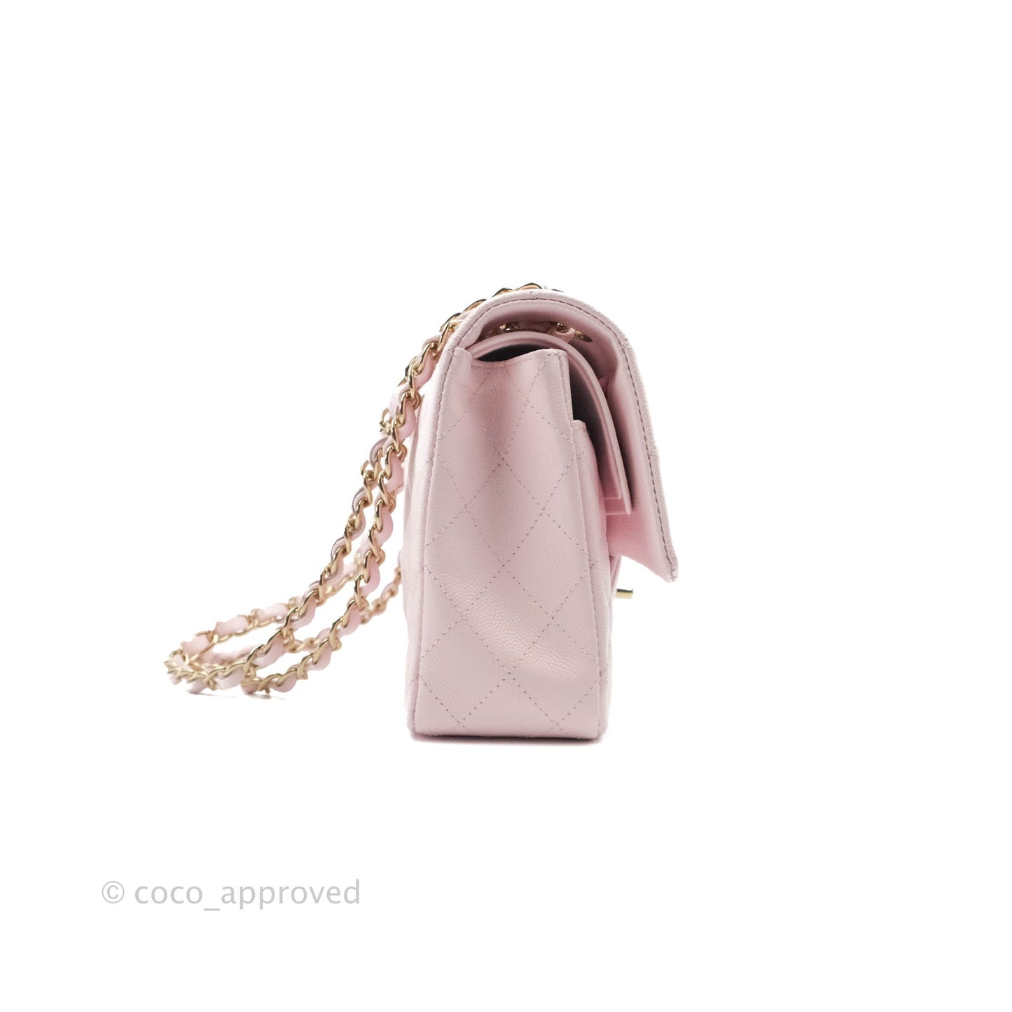 Chanel Classic M/L Medium Flap Quilted Pink Caviar Gold Hardware 22P