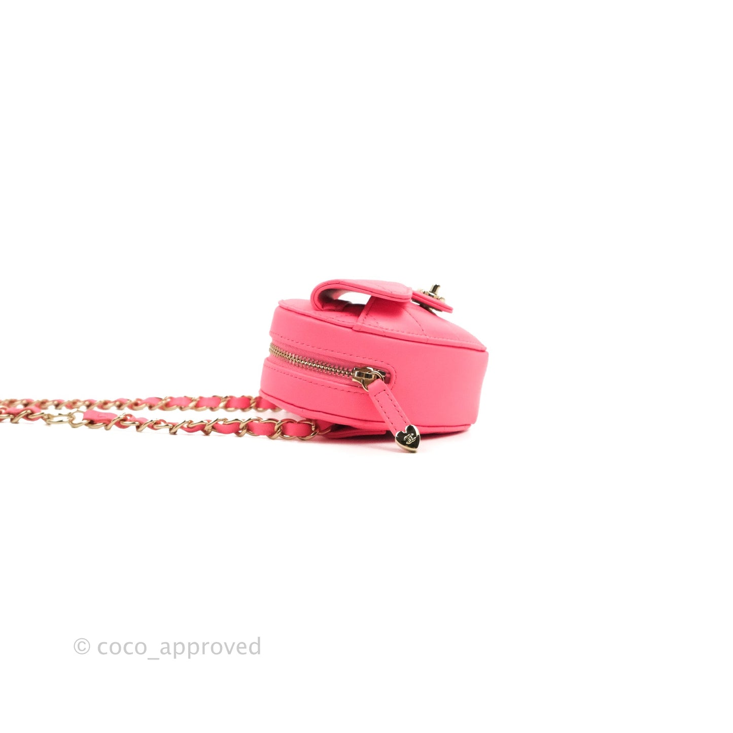 Chanel Mini Heart Belt Bag Pink Lambskin Gold Hardware 22S