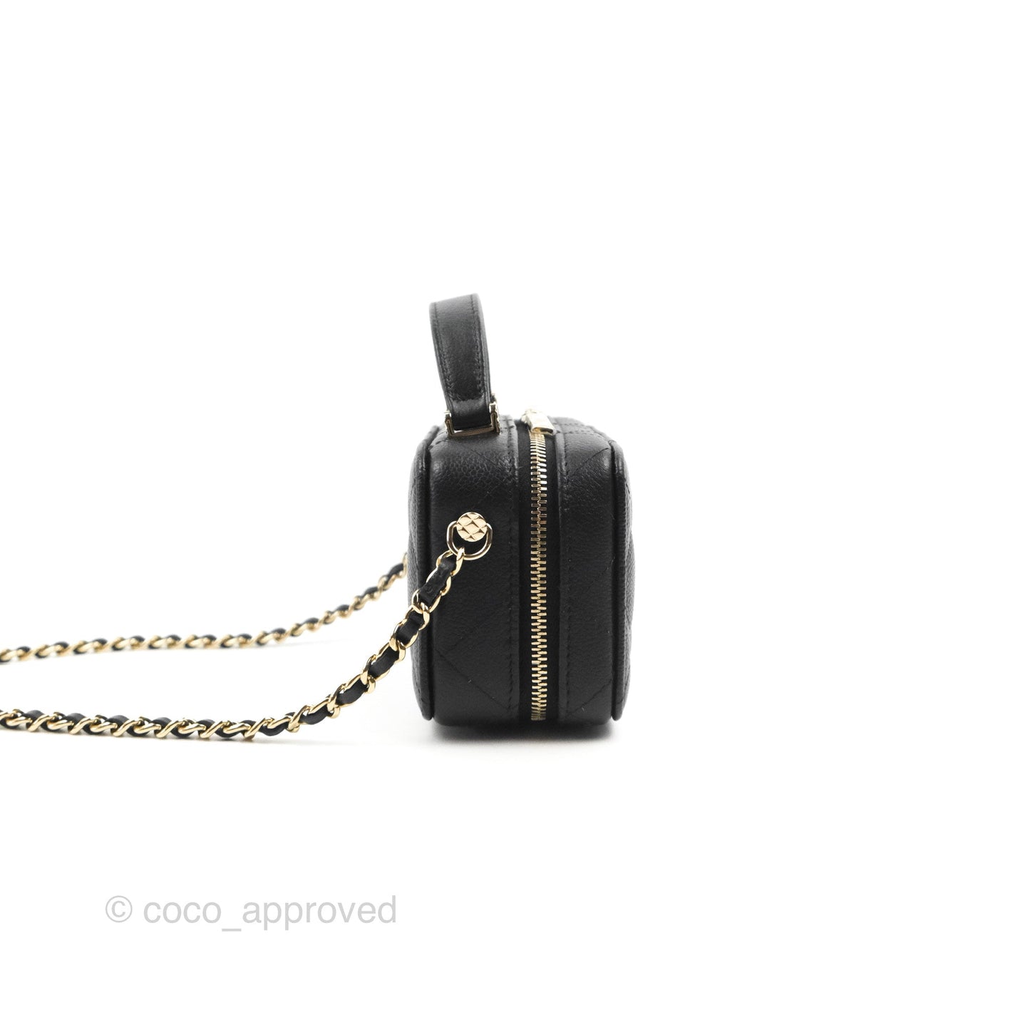 Chanel Vanity Handle With Chain Black Caviar Gold Hardware 22P