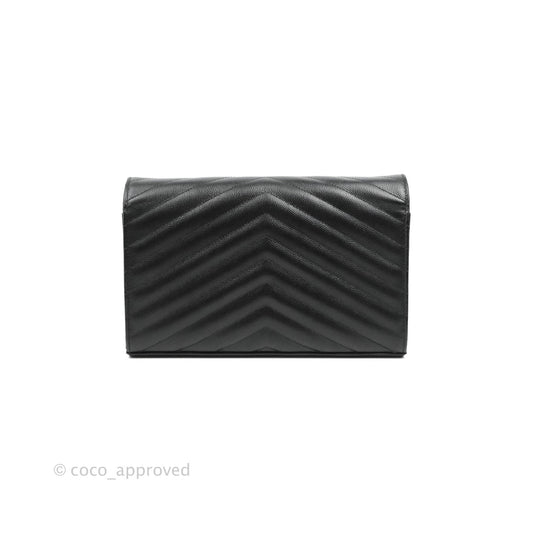 Saint Laurent Wallet on Chain Large Black Grained Leather So Black