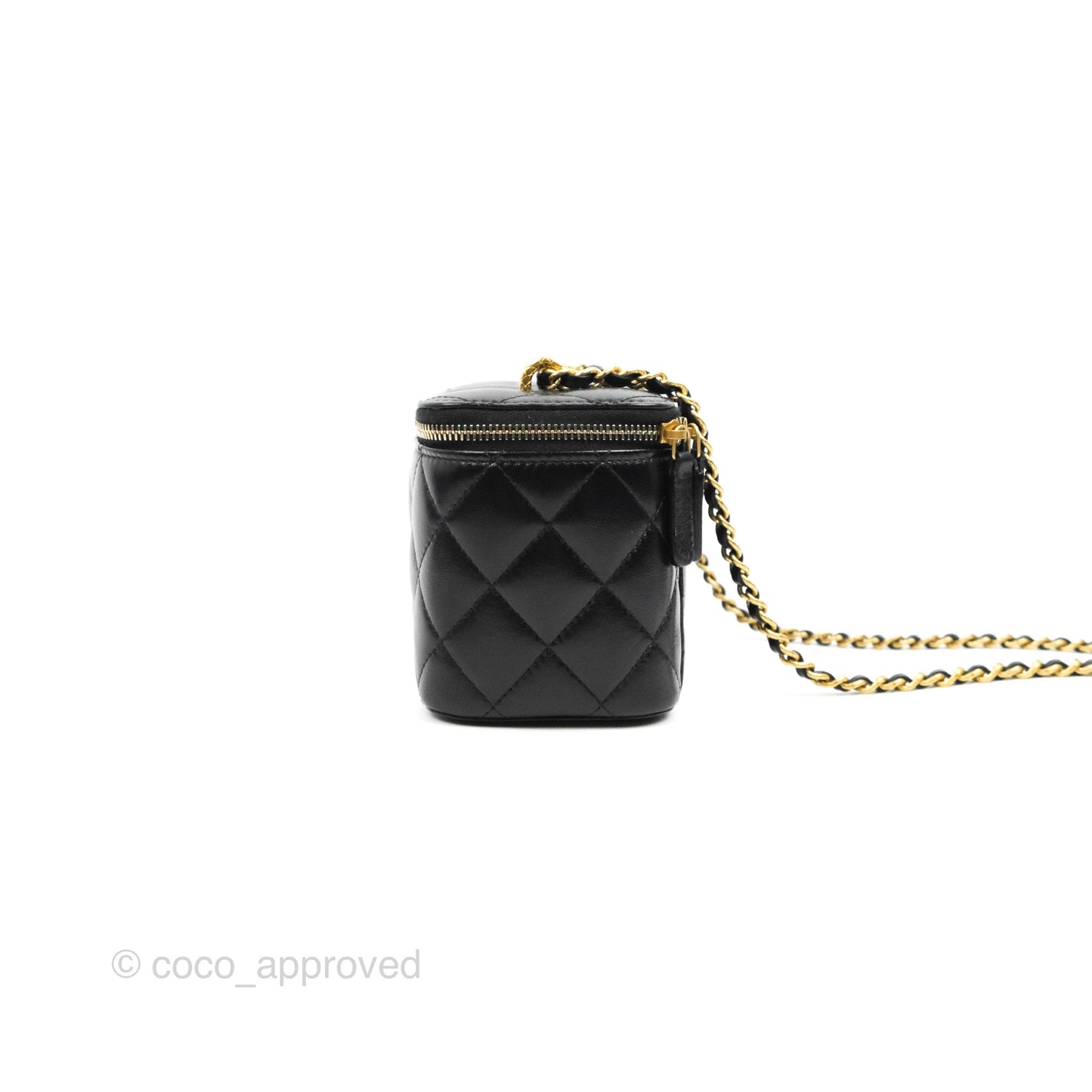 Chanel Vanity with Double Chain Black Shiny Lambskin 23C