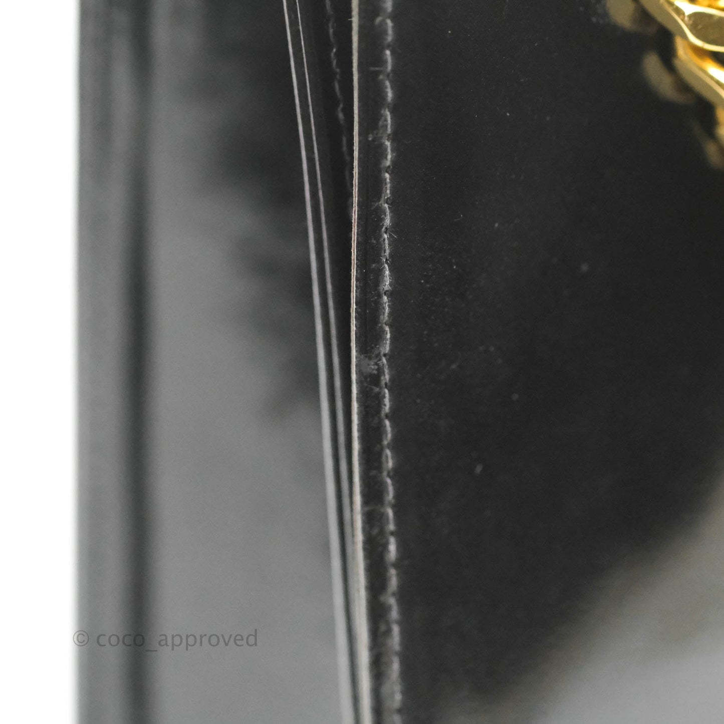 Chanel Vintage Chain Tote Bag Black Patent Gold Hardware