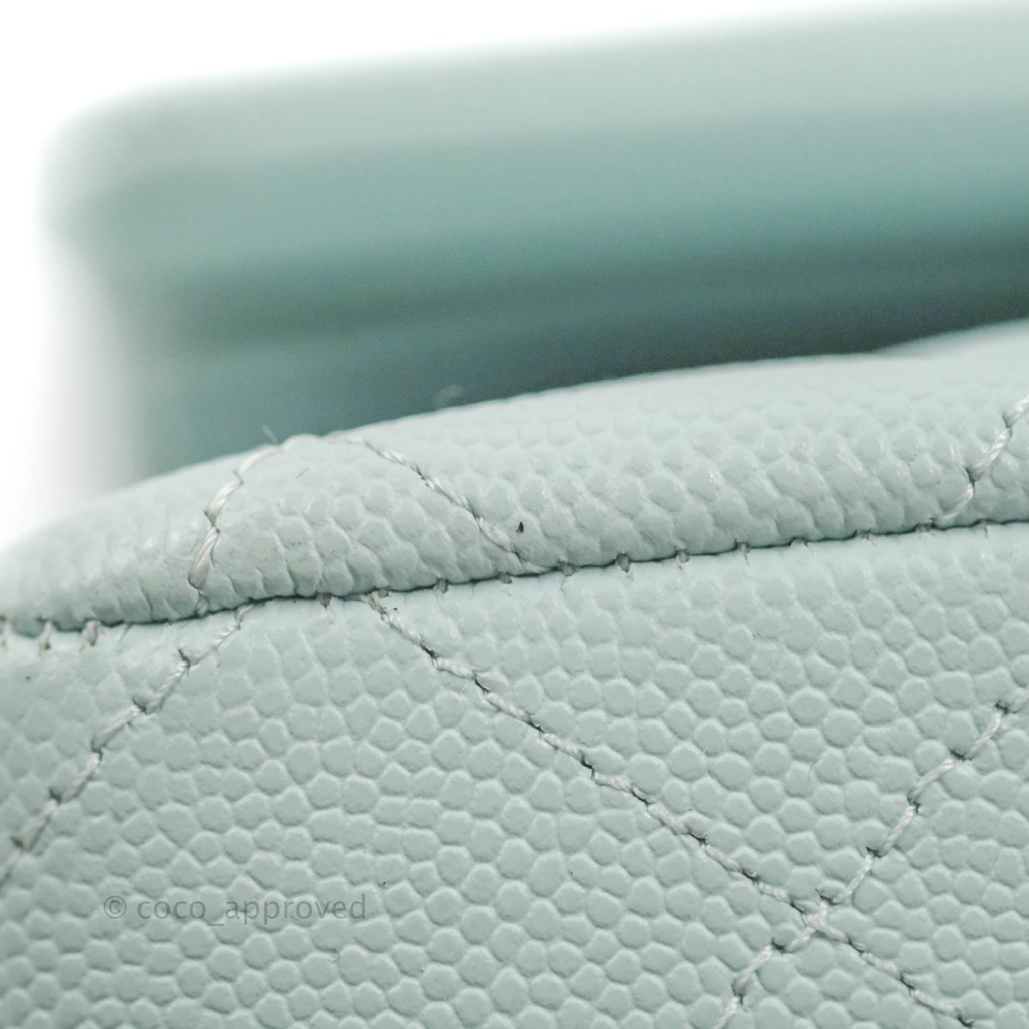 Chanel Quilted Classic M/L Medium Flap Light Blue Caviar Silver Hardware