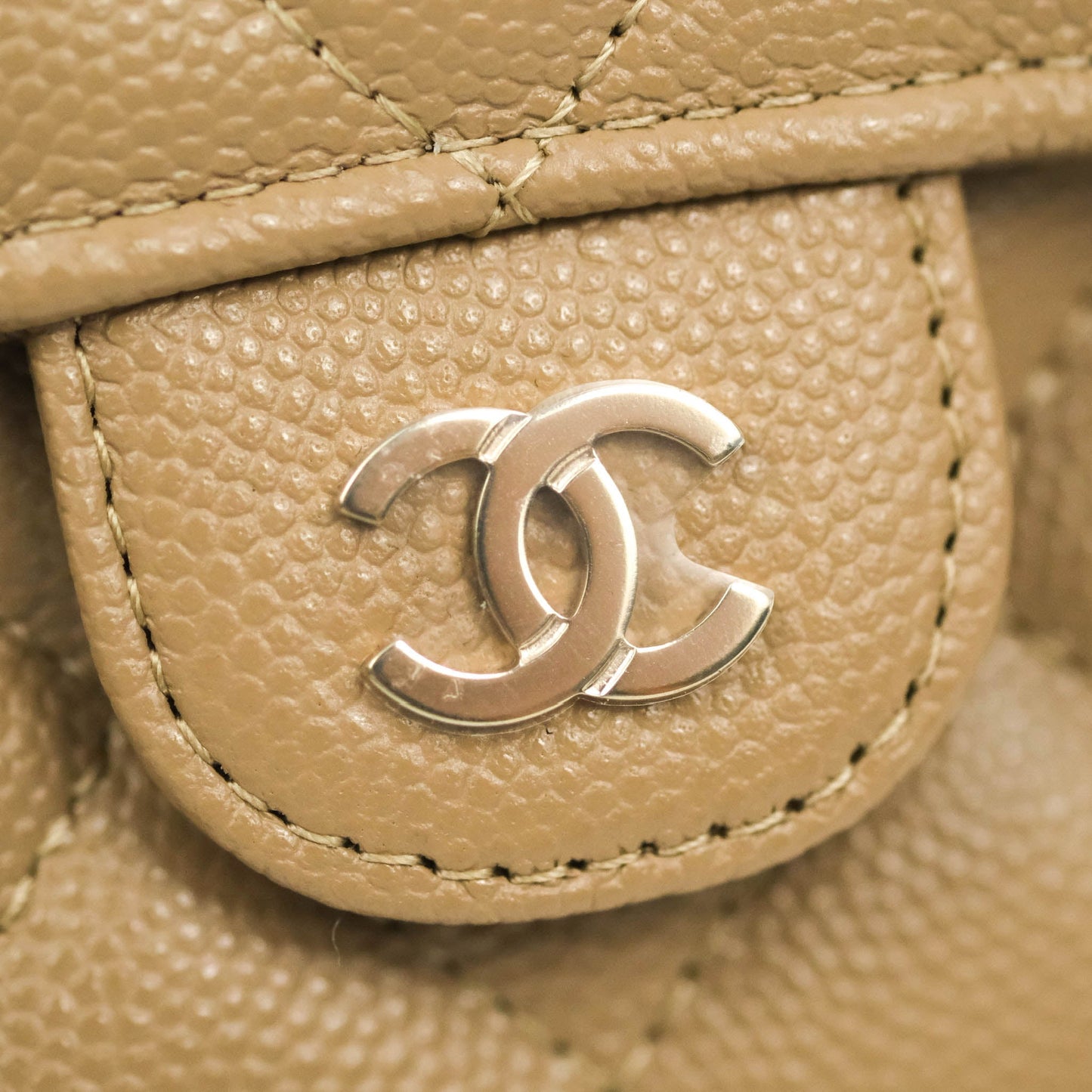 Chanel Classic Flap Phone Holder With Chain Dark Beige Caviar Gold Hardware 22A
