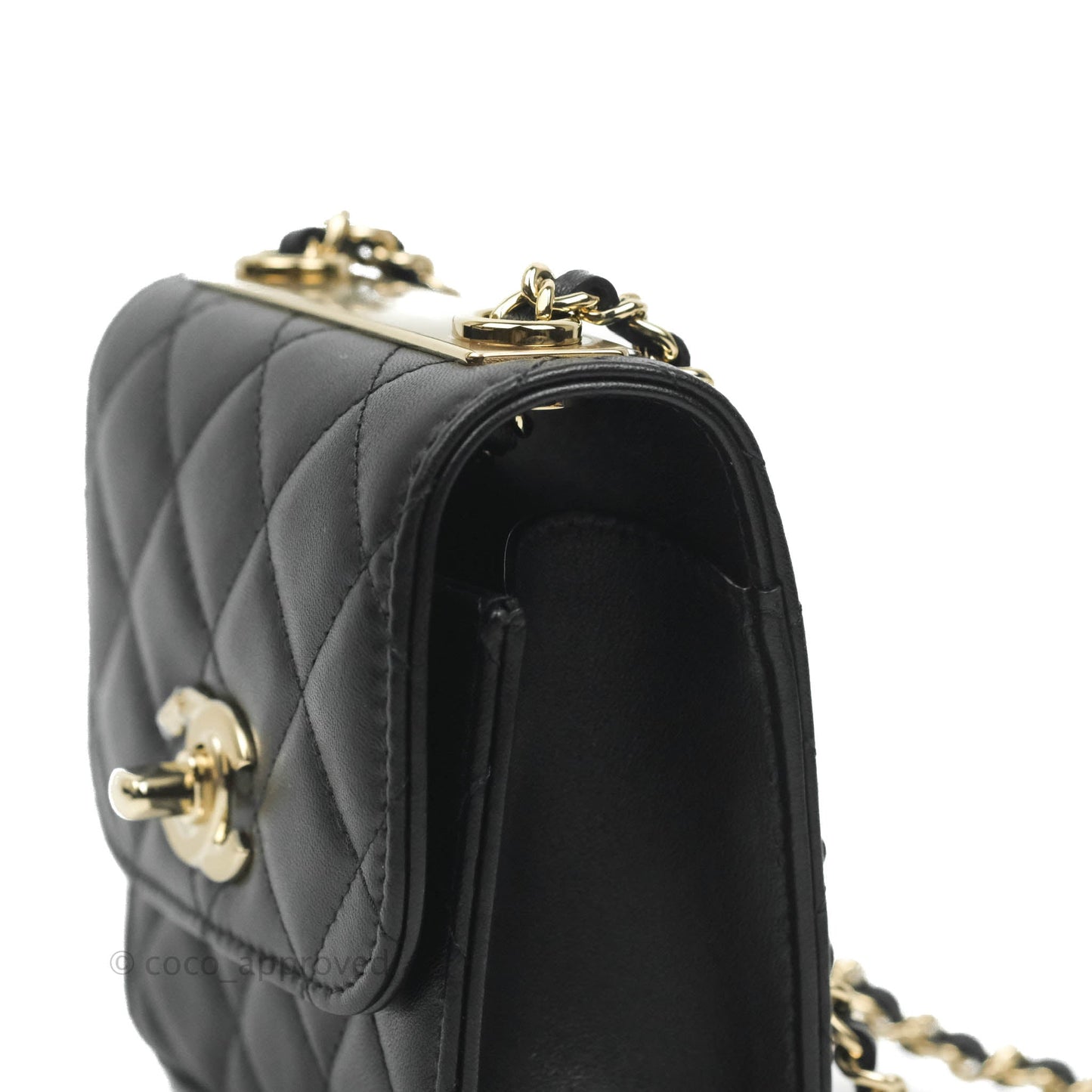 Chanel Mini Quilted Trendy CC Clutch With Chain Black Lambskin Gold Hardware
