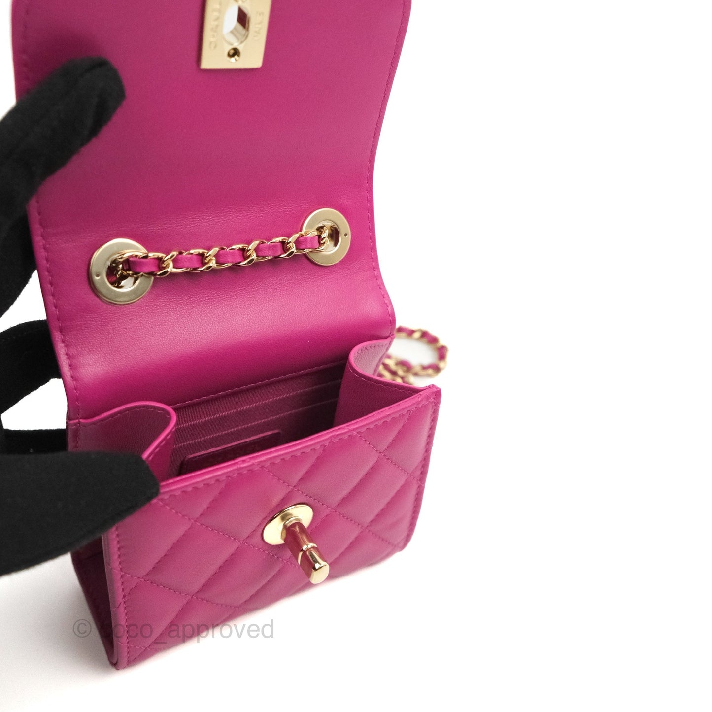 Chanel Mini Quilted Trendy CC Clutch With Chain Plum Lambskin Gold Hardware