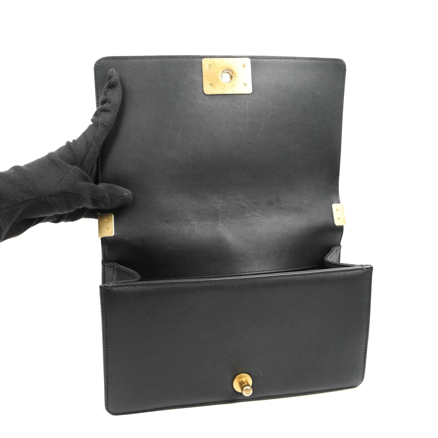 Chanel Quilted Medium Boy with Logo Handle Black Calfskin 2021 Cruise