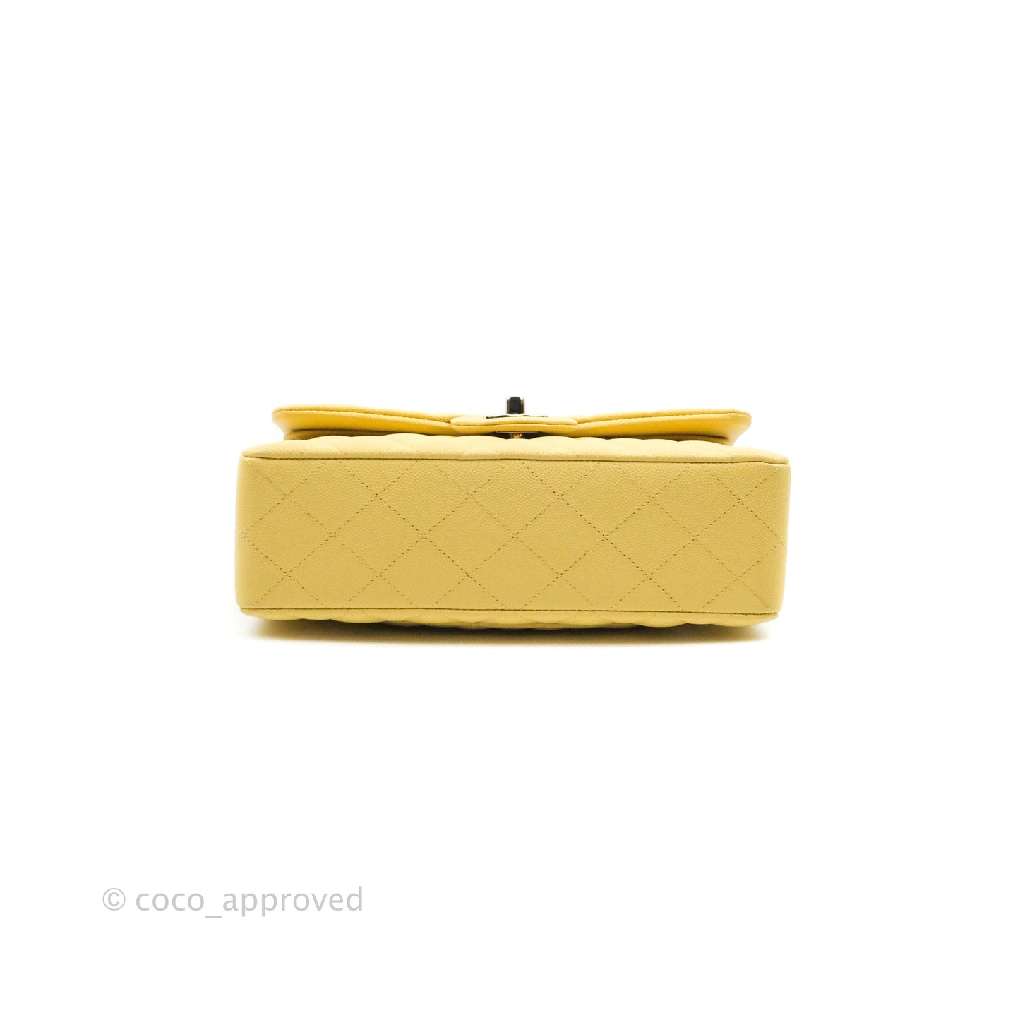 Chanel Classic Small S/M Quilted Flap Yellow Caviar Gold Hardware